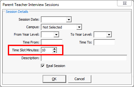 Parent Teacher Interview Sessions (time slot 10 minutes)