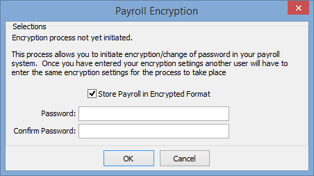 Payroll Encryption window