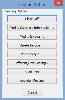 Posting Action window