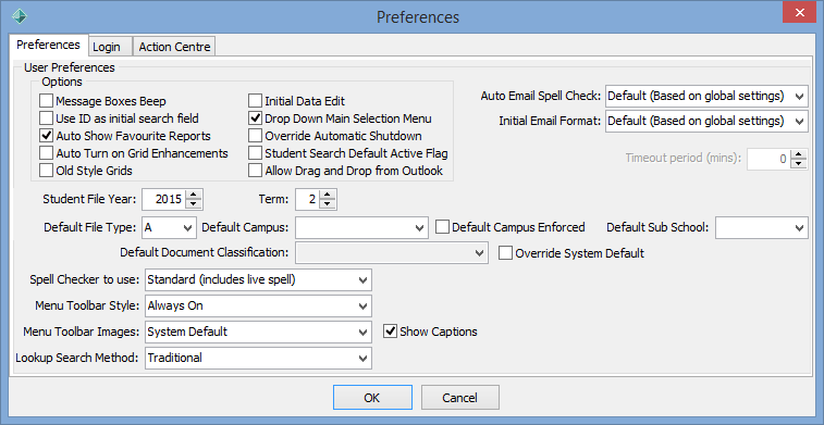 Preferences window