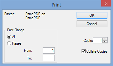Print window (Online payment receipts report)