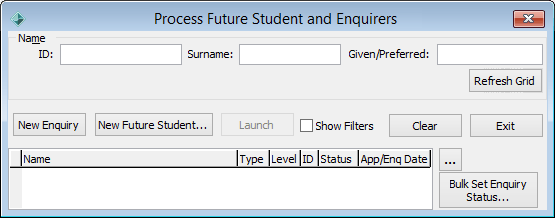 Process Future Student and Enquirers (empty)