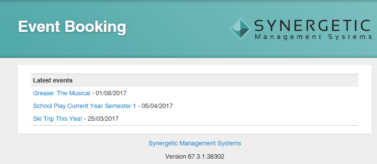 Public events booking page