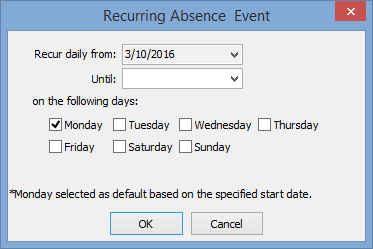 Recurring Absence Event window