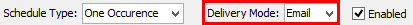 Report Scheduling (cut down, highlight Delivery Mode)