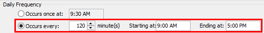Report Scheduling - Daily Frequency (cut down, interval highlight)