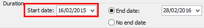 Report Scheduling - Duration (cut down, start date highlight)