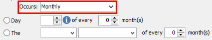 Report Scheduling - Frequency (cut down, highlight monthly)