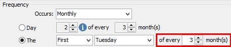 Report Scheduling - Frequency (cut down, monthly, highlight freq months)