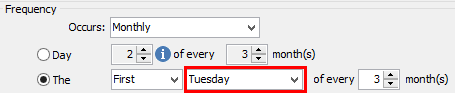 Report Scheduling - Frequency (cut down, monthly, highlight weekday)