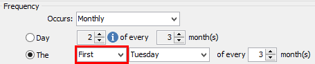 Report Scheduling - Frequency (cut down, monthly, highlight week number)