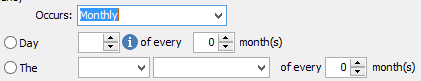 Report Scheduling - Frequency (monthly)