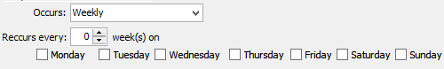 Report Scheduling - Frequency (weekly)