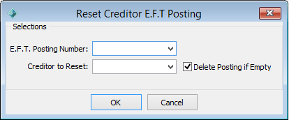 Reset Creditor EFT Posting