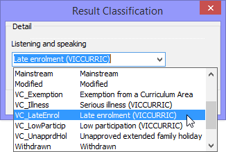 Result Classification window (Selecting result classification).gif