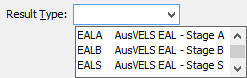 Result Type (AusVELS, drop down list)