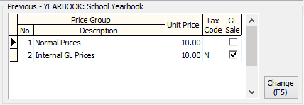 Sales Entry (price groups area)
