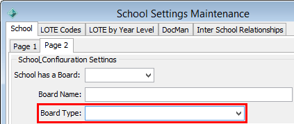 School Settings Maintenance - luBoardType