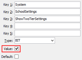 SchoolSettings ShowTwoTierSet configuration setting