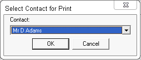 Select Contact for Print window