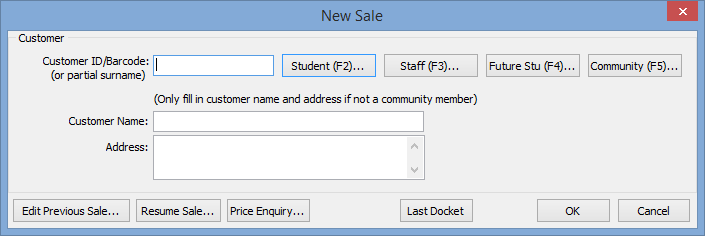 Select Customer window