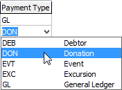 Selecting DON as payment type