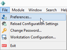Preferences drop-down menu