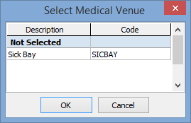 Select Medical Venue window
