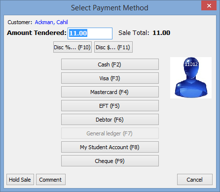 Select Payment Method window