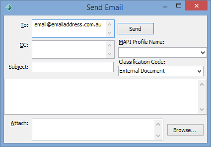 Send Email window (unpopulated)