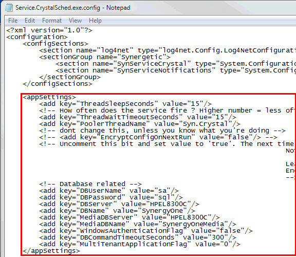 ServiceCrystalSchedexeconfig Notepad