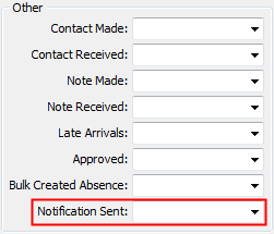Set Absence Events Search Criteria (notification sent, cut down)