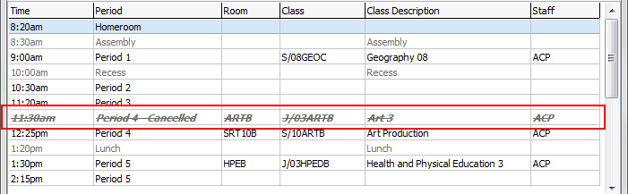 Set Attendance Search Criteria (after cancelled classes, cut down)