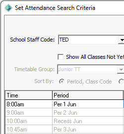 Set Attendance Search Criteria (cutdown)