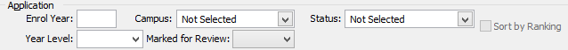 Set Future Student Search Criteria window (Application area)