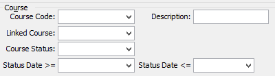 Set Future Student Search Criteria window (Course area)