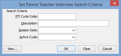 Set Parent Teacher Inteview Search Criteria