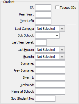 Set Past Student Search Criteria - Student area