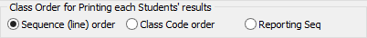 Set Student Reports Search Criteria window (Class Order)