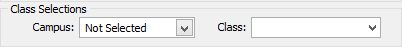 Set Student Reports Search Criteria window (Class Selections)