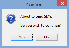 SMS confirmation window