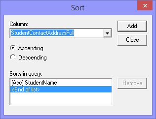 Sort window