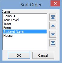 Sort Order window