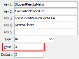 spuStudentResultsCalcNCEA value
