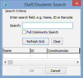 Staff-Students Search Criteria window