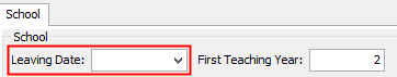Staff Maintenance - School tab (Leave date, cut-down)