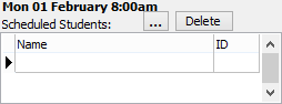 Staff Schedule Maintenance - Schedule tab (Scheduled Students grid cutdown)