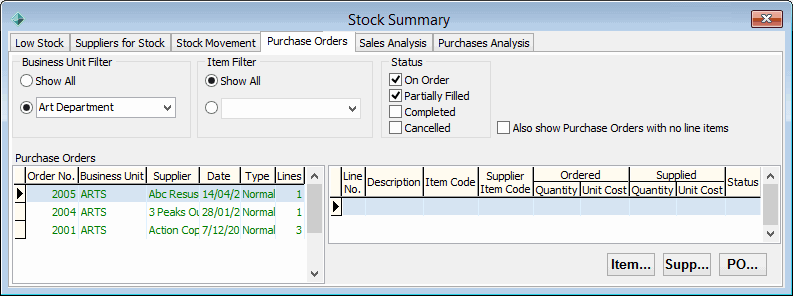 Stock Summary - Purchase Order tab.gif