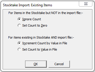 Stocktake Import Existing Items