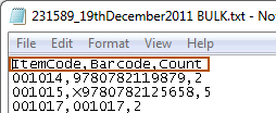 Stocktake Merge Text File Example (highlight header row)